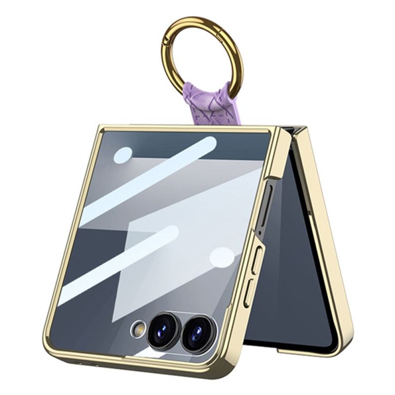 Tok Samsung Galaxy Z Flip 7 Szőtt Textúra Gyűrűtartóval