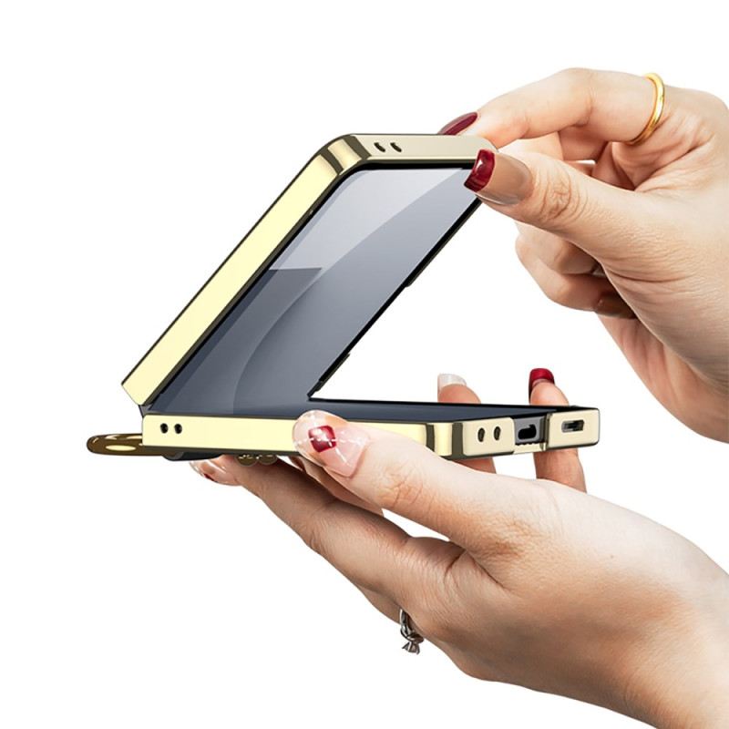 Tok Samsung Galaxy Z Flip 7 Szőtt Textúra Gyűrűtartóval