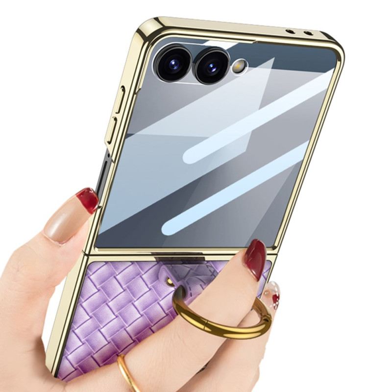 Tok Samsung Galaxy Z Flip 7 Szőtt Textúra Gyűrűtartóval