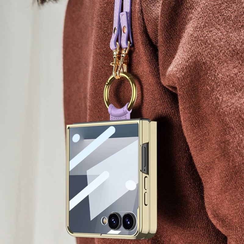 Tok Samsung Galaxy Z Flip 7 Szőtt Textúra Gyűrűtartóval