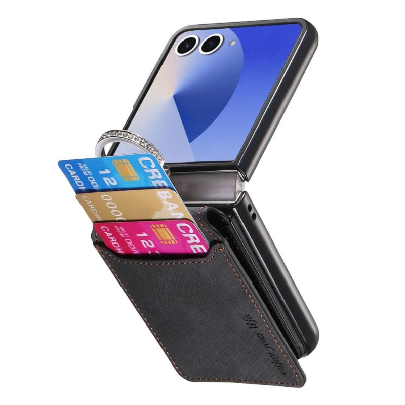 Tok Samsung Galaxy Z Flip 7 Vintage Hatású Kártyatartó És Tartó