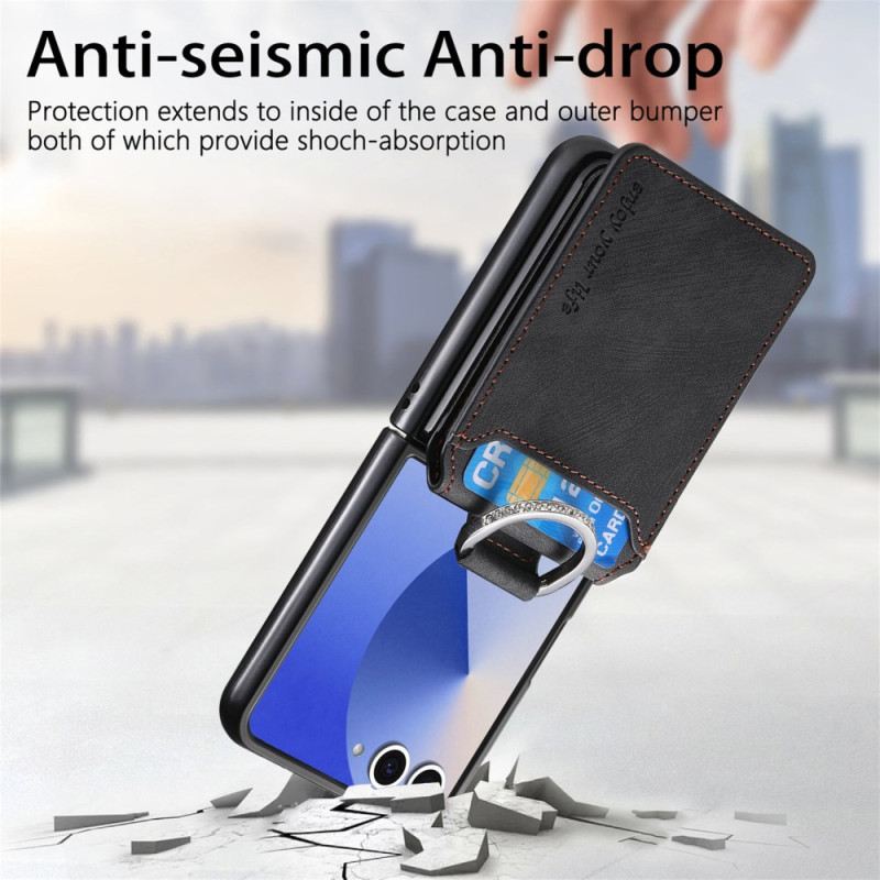 Tok Samsung Galaxy Z Flip 7 Vintage Hatású Kártyatartó És Tartó