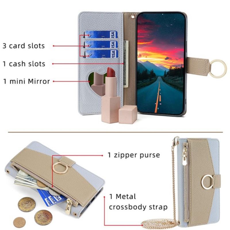 Bőrtok Huawei Nova 12i Tükör És Lánc