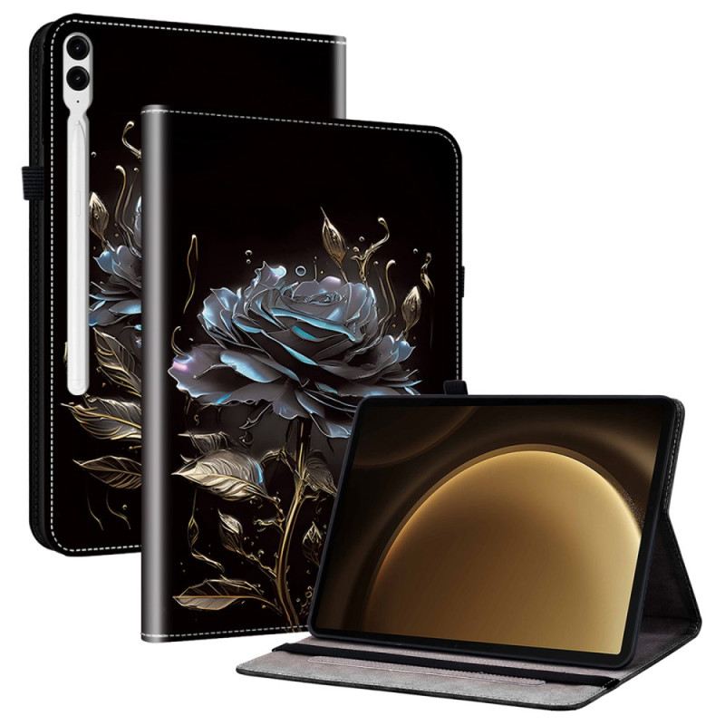 Bőrtok Samsung Galaxy Tab S10 Plus Fekete Rózsa