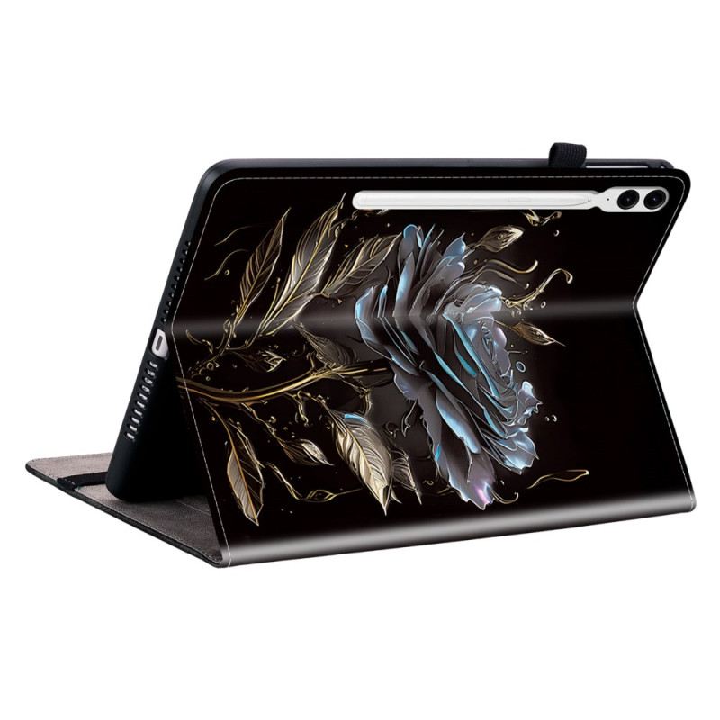 Bőrtok Samsung Galaxy Tab S10 Plus Fekete Rózsa