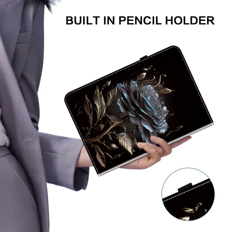 Bőrtok Samsung Galaxy Tab S10 Plus Fekete Rózsa