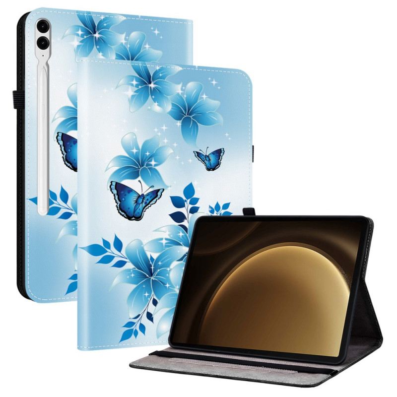 Bőrtok Samsung Galaxy Tab S10 Plus Kék Pillangó Minta