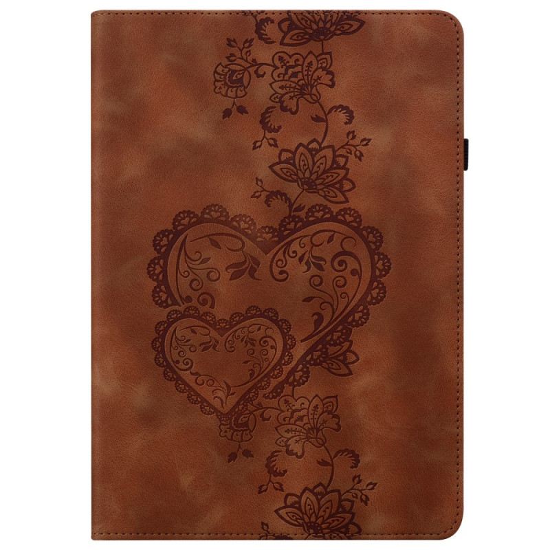 Bőrtok Samsung Galaxy Tab S10 Plus Velúr Hatású Szívek