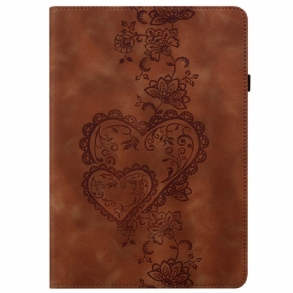 Bőrtok Samsung Galaxy Tab S10 Plus Velúr Hatású Szívek