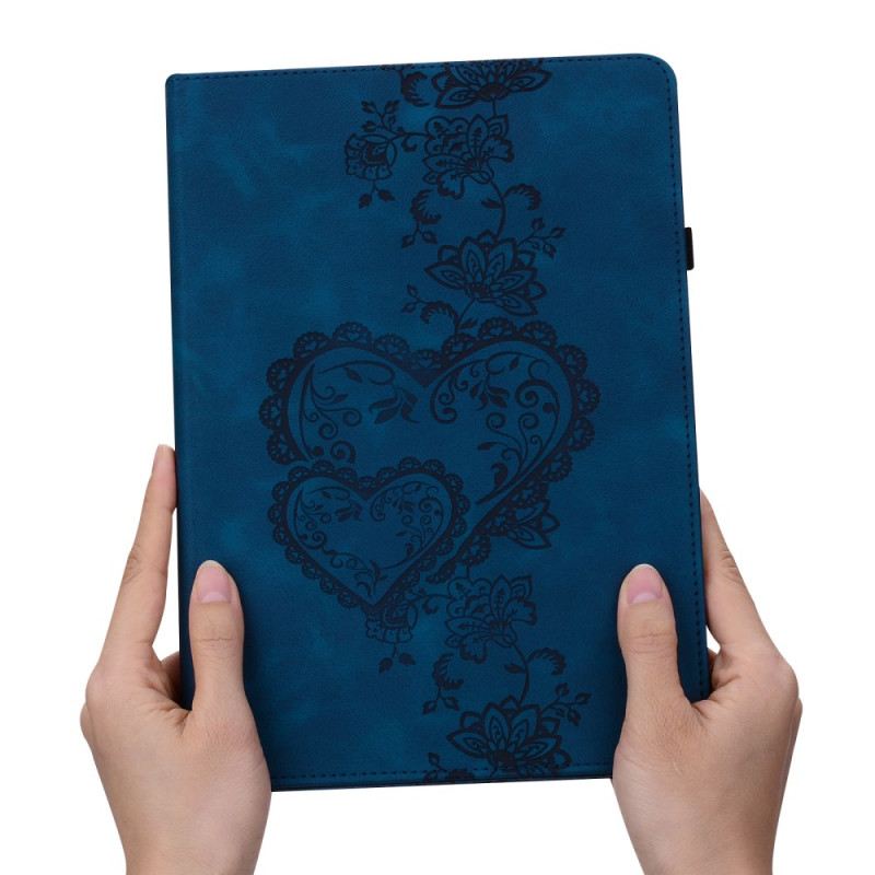 Bőrtok Samsung Galaxy Tab S10 Plus Velúr Hatású Szívek