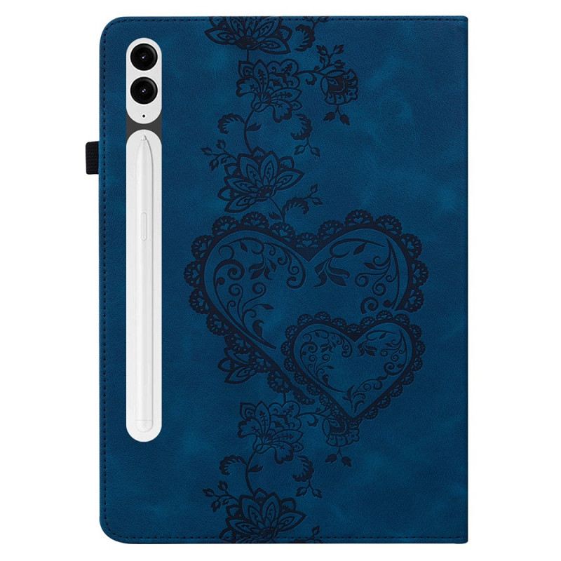 Bőrtok Samsung Galaxy Tab S10 Plus Velúr Hatású Szívek