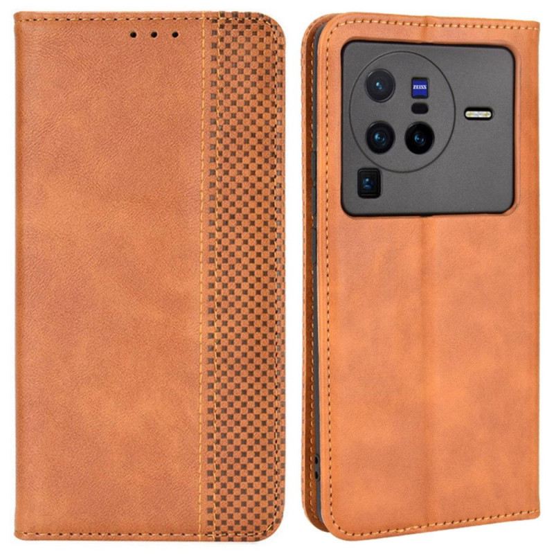 Fliptok Vivo X80 Pro Bőrtok Stilizált