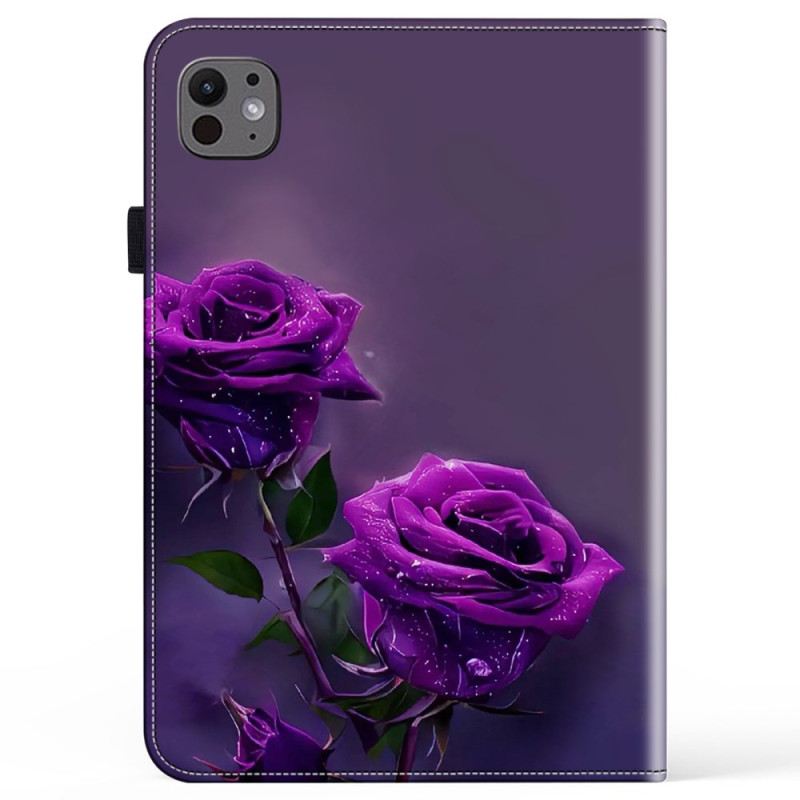 Bőrtok iPad Pro 13 (2024) Lila Rózsák