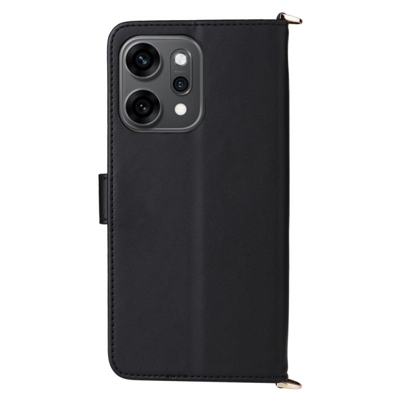 Bőrtok Oppo Reno 14 Pro 5g Steppelt Pánttal És Csuklópánttal