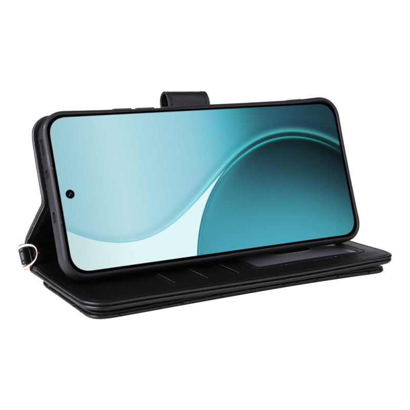 Bőrtok Oppo Reno 14 Pro 5g Steppelt Pánttal És Csuklópánttal