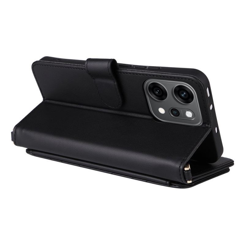 Bőrtok Oppo Reno 14 Pro 5g Steppelt Pánttal És Csuklópánttal