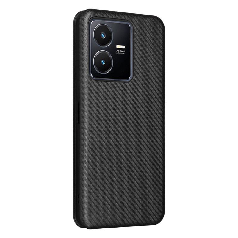Fliptok Vivo Y22s Bőrtok Szénrost