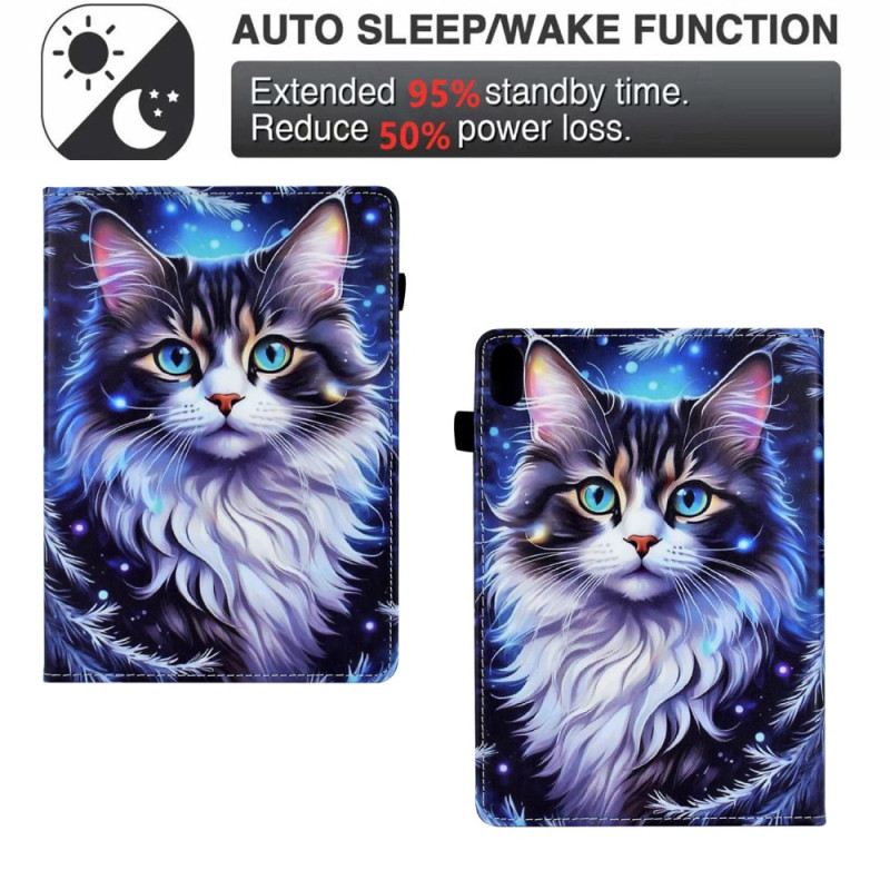 Bőrtok Samsung Galaxy Tab S11 Téli Macska