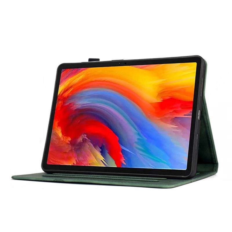 Bőrtok Samsung Galaxy Tab S11 Velúr Hatású Növényi Minta