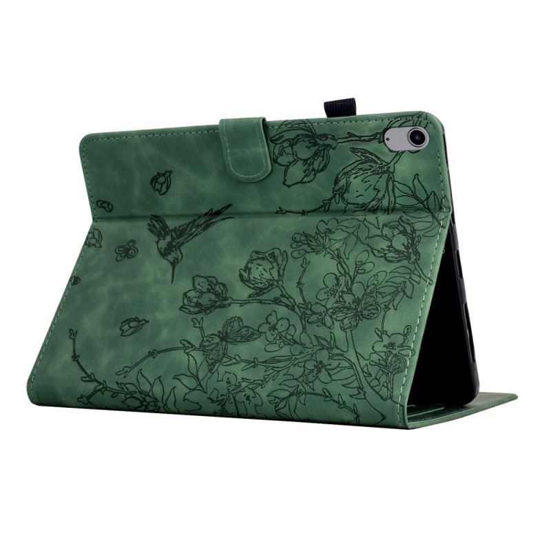 Bőrtok Samsung Galaxy Tab S11 Velúr Hatású Növényi Minta