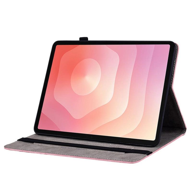 Bőrtok Samsung Galaxy Tab S11 Velúr Hatású Virágminta