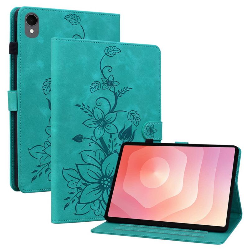 Fliptok Samsung Galaxy Tab S11 Velúr Hatású Virágminta