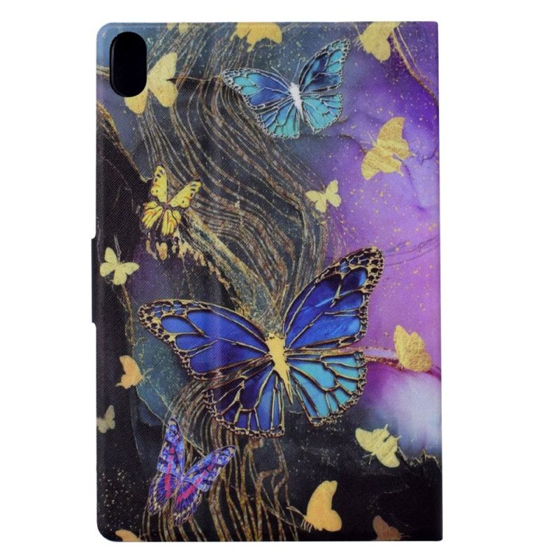 Kinyitható Bőrtok Samsung Galaxy Tab S11 Arany És Színes Pillangók