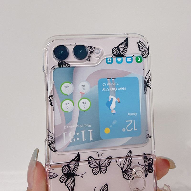 Tok Samsung Galaxy Z Flip 5 Átlátszó Fekete Vagy Fehér Pillangók