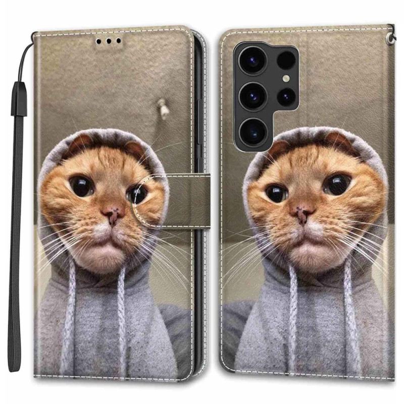 Fliptok Samsung Galaxy S24 Ultra 5g Macska Sárga Pántos Pulóverben