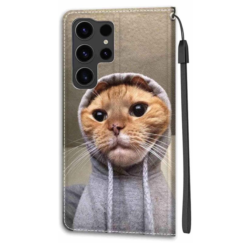 Fliptok Samsung Galaxy S24 Ultra 5g Macska Sárga Pántos Pulóverben