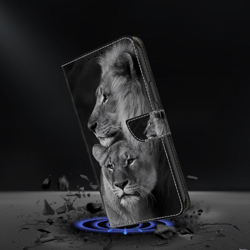 Kinyitható Bőrtok Samsung Galaxy S24 Ultra 5g Pár Oroszlán