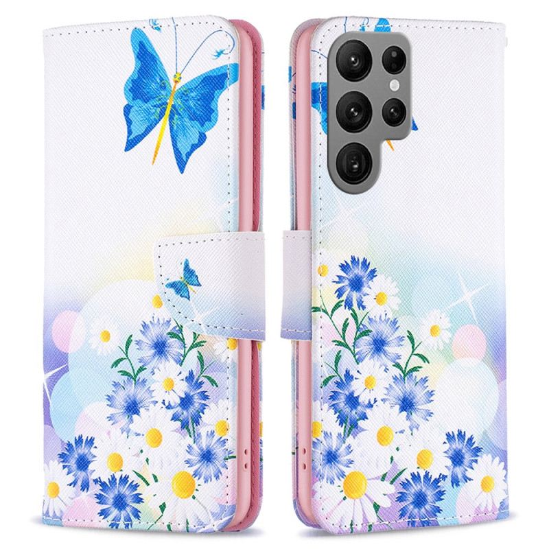 Kinyitható Tokok Samsung Galaxy S24 Ultra 5g Akvarell Pillangók