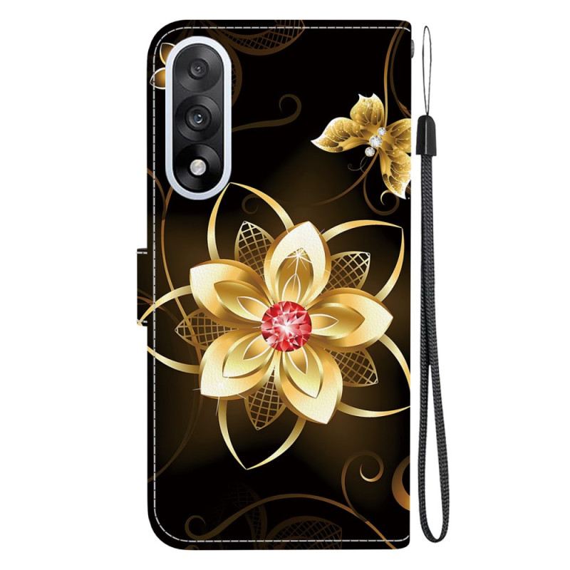 Bőrtok Oneplus Nord 5 Arany Virágminta