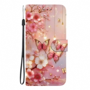 Bőrtok Oneplus Nord 5 Pillangók Rózsák