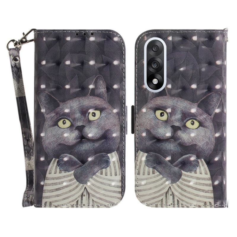 Bőrtok Oneplus Nord 5 Szürke Pántos Macska