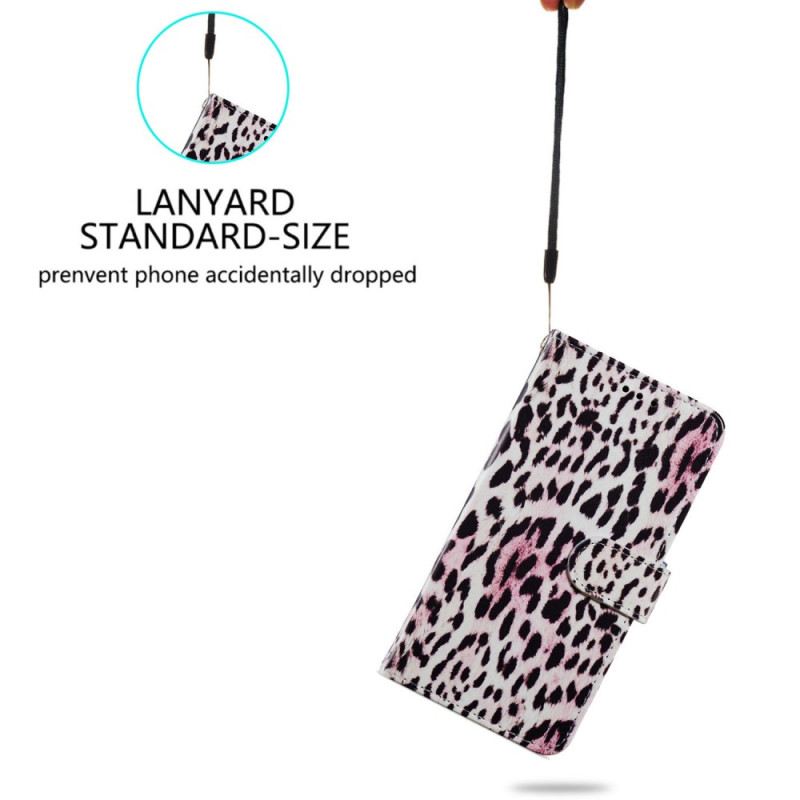 Bőrtok Samsung Galaxy S24 Plus 5g Leopárd Hatású Szíj