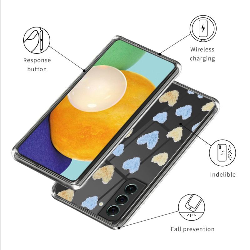 Mobiltelefon Tokok Samsung Galaxy S24 Plus 5g Sárga És Kék Szívek
