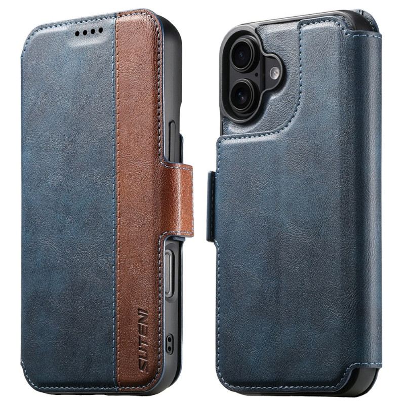 Bőrtok iPhone 17 Magsafe Kéttónusú Texturált Bőr