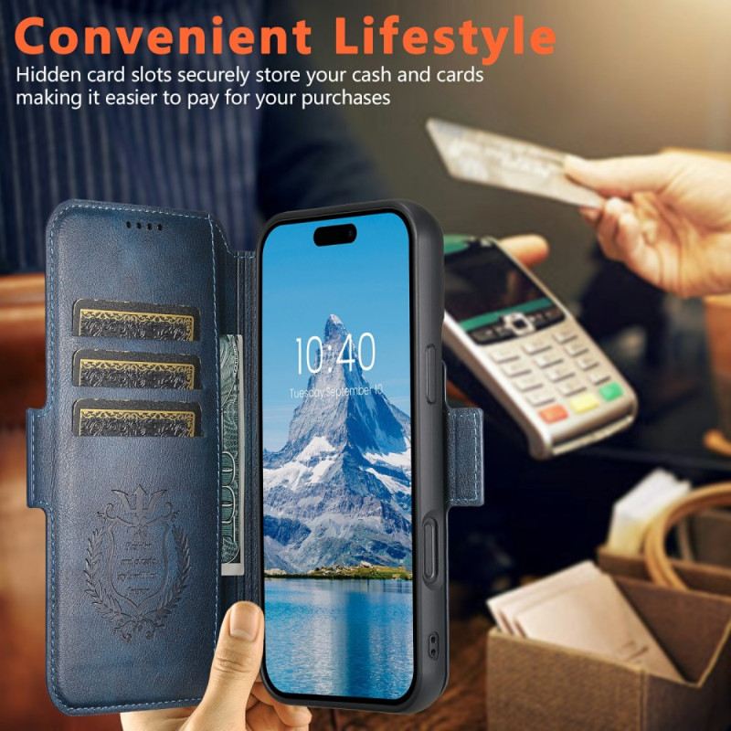 Bőrtok iPhone 17 Magsafe Kéttónusú Texturált Bőr