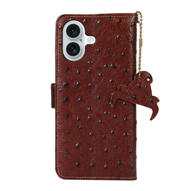 Bőrtok iPhone 17 Rfid-blokkoló Strucc Textúrájú Bőr