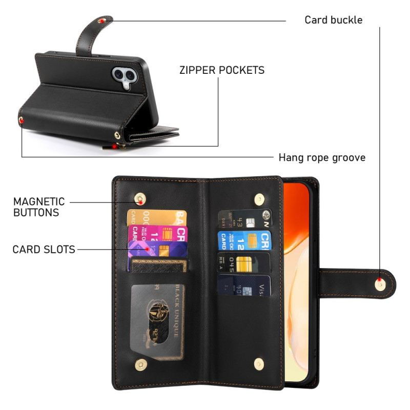 Fliptok iPhone 17 Cipzáras Zsebes És Pántos Pénztárca