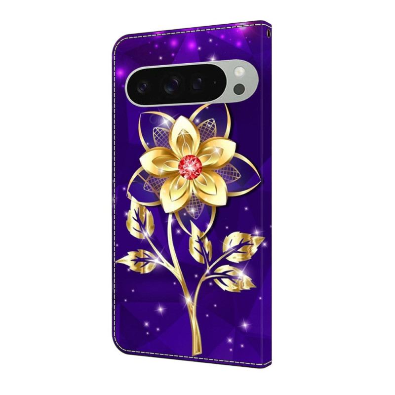 Bőrtok Google Pixel 10 Pro Xl Aranyvirág