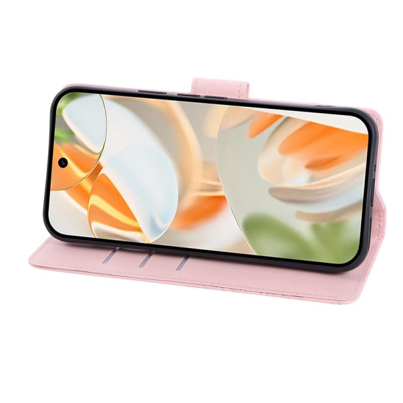 Bőrtok Google Pixel 10 Pro Xl Rózsaszínmintás