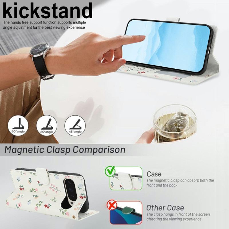 Bőrtok Google Pixel 10 Pro Xl Virágmintás