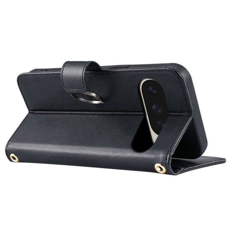 Kinyitható Bőrtok Google Pixel 10 Pro Xl Steppelt És Gyűrűs