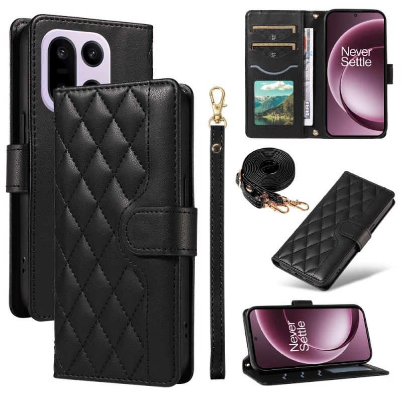 Bőrtok Oneplus 15 Steppelt Vállpánttal És Pánttal