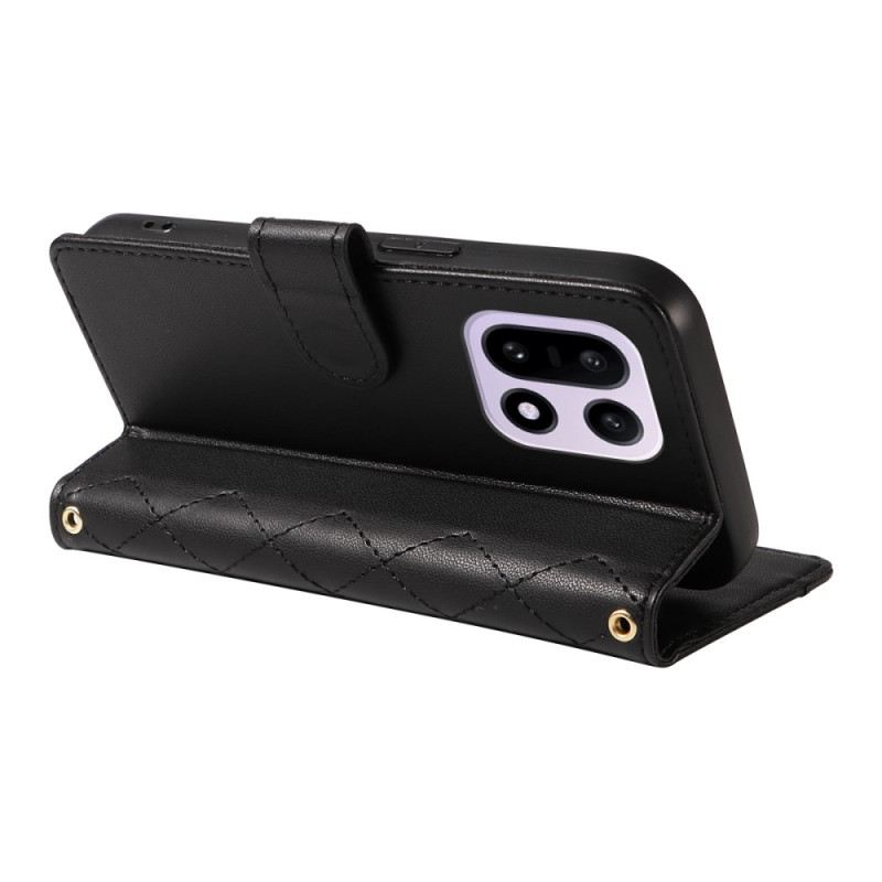 Bőrtok Oneplus 15 Steppelt Vállpánttal És Pánttal