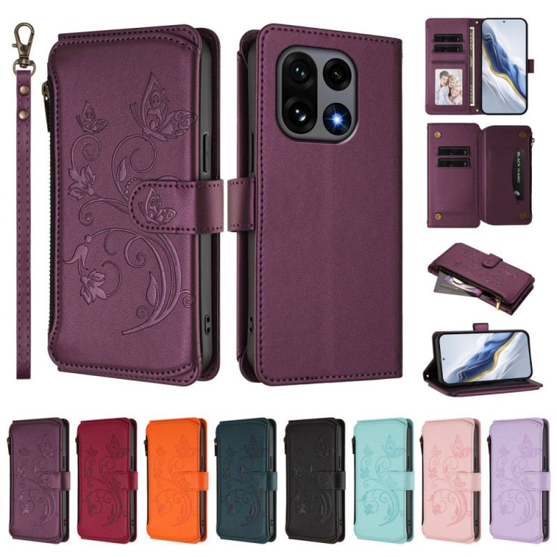 Bőrtok Oneplus 15 Virágos Pénztárca Pánttal