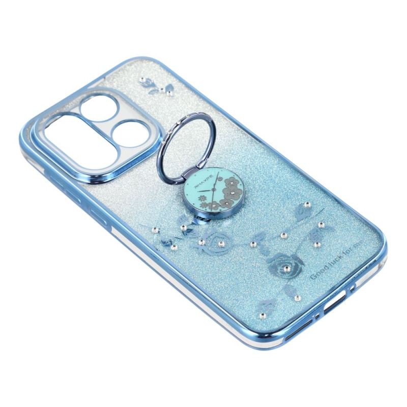 Tok Oneplus 15 Gyűrűtartó Csillámos Virágmintával