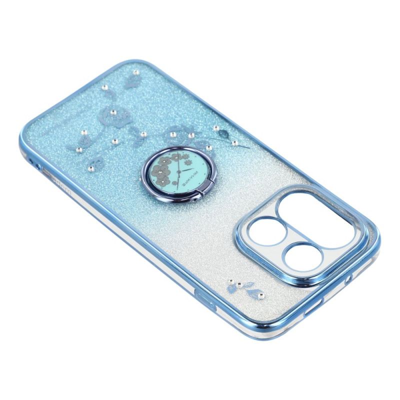 Tok Oneplus 15 Gyűrűtartó Csillámos Virágmintával